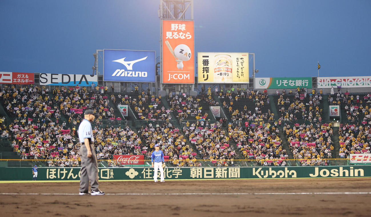 阪神対DeNA　ライトで大勢のファンが集まって観戦する（撮影・清水貴仁）