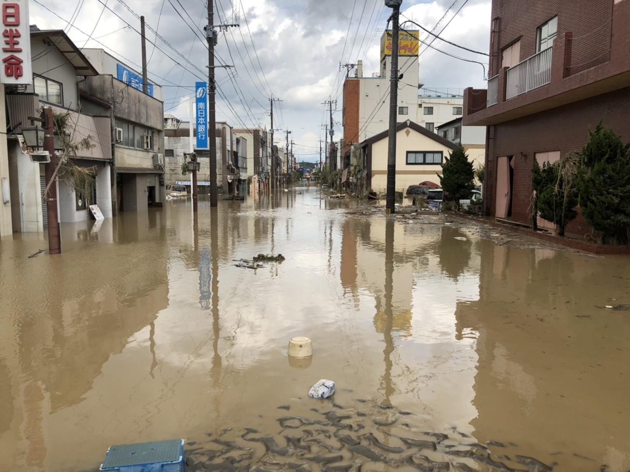 発災した7月4日午後3時頃の人吉市内（人吉市民提供）