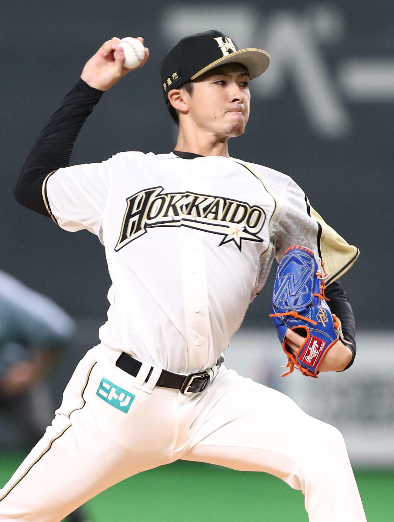 日本ハム対西武　日本ハム先発の上沢（撮影・黒川智章）