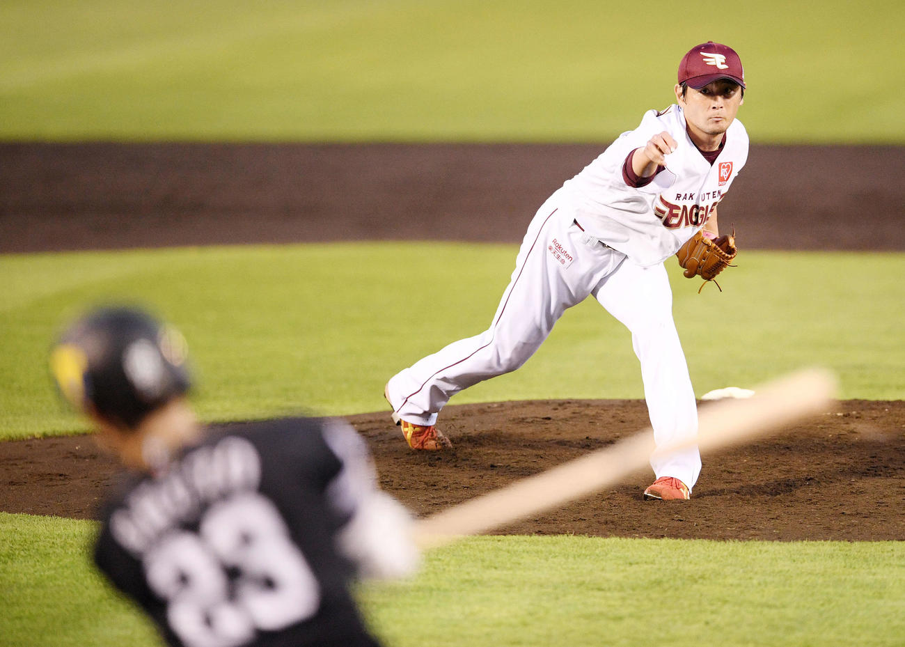 楽天対ソフトバンク　1安打完封勝利の涌井（撮影・滝沢徹郎）