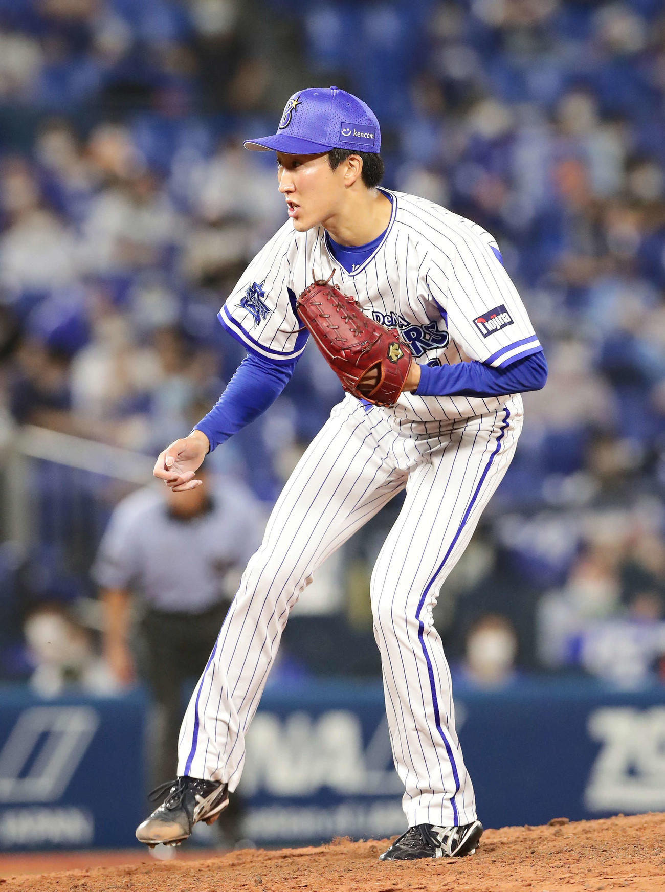 DeNA対中日　7回表中日2死三塁、ビシエドを三振に仕留めたDeNA大貫（撮影・丹羽敏通）