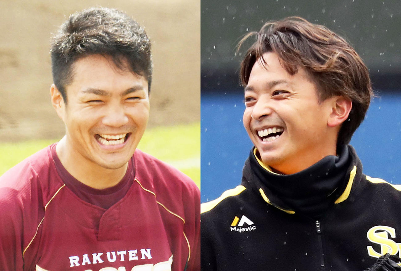 楽天則本昂大、ソフトバンク東浜巨（右）