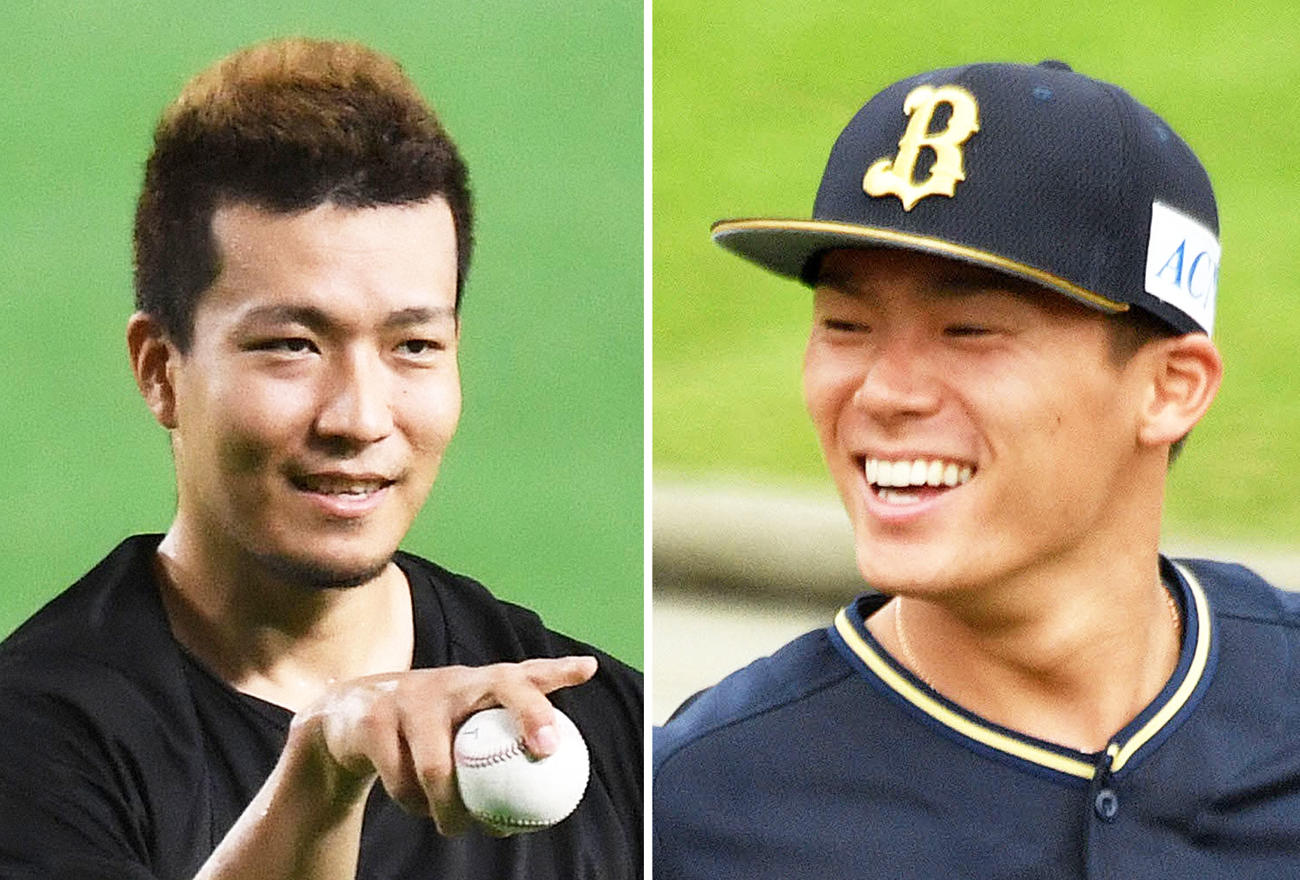 ソフトバンク千賀滉大、オリックス山本由伸（右）