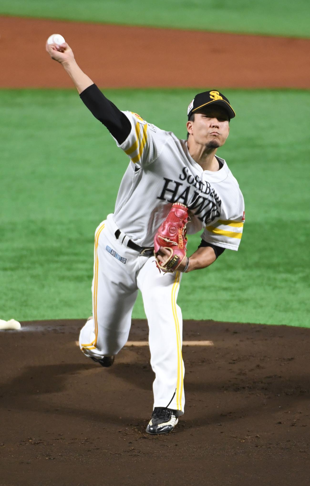 ソフトバンク対オリックス　ソフトバンク先発の千賀（撮影・今浪浩三）