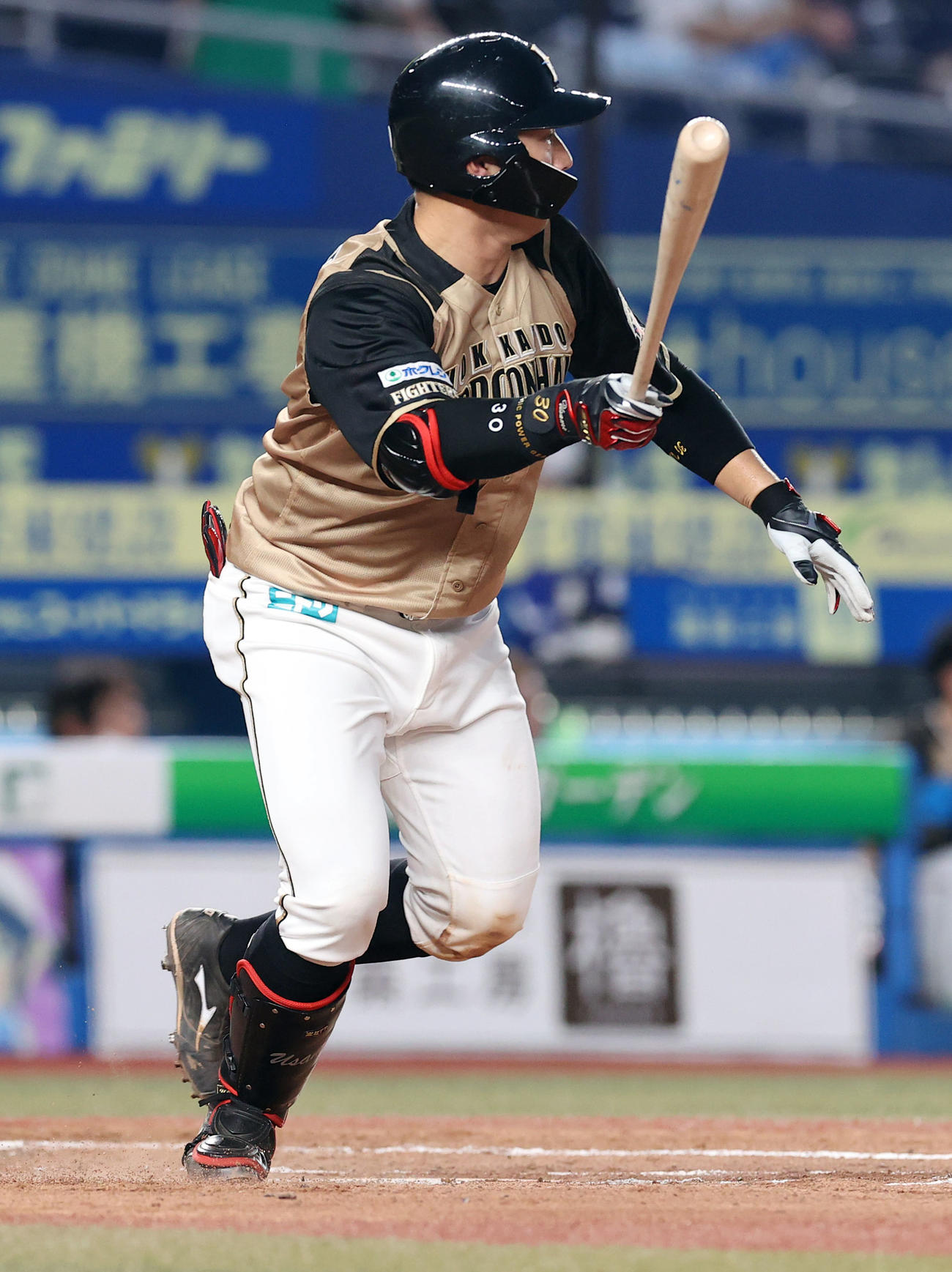 ロッテ対日本ハム　2回表日本ハム無死一、三塁、中前適時打を放つ宇佐見（撮影・垰建太）