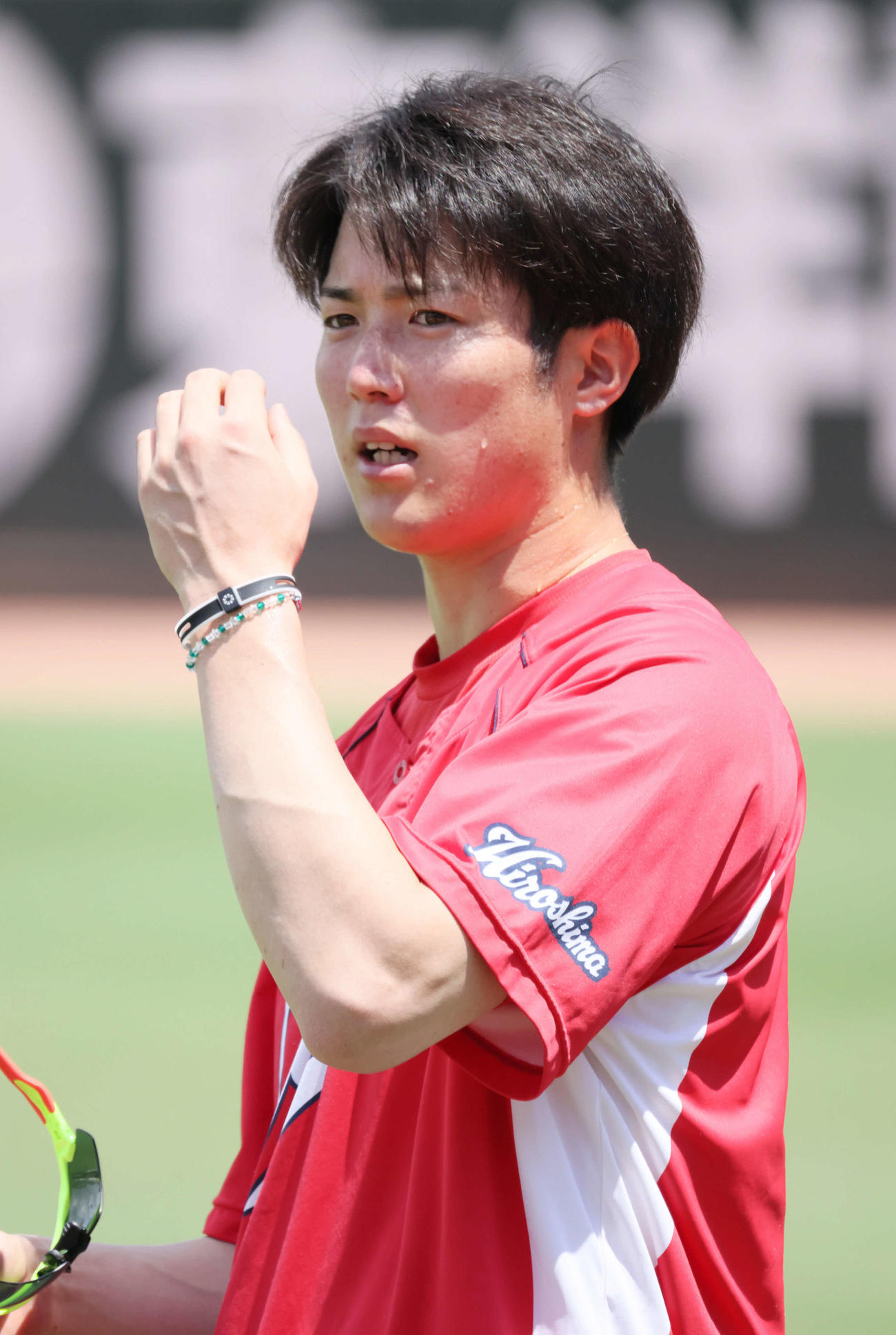 広島投手指名練習での森下暢仁（撮影・加藤孝規）