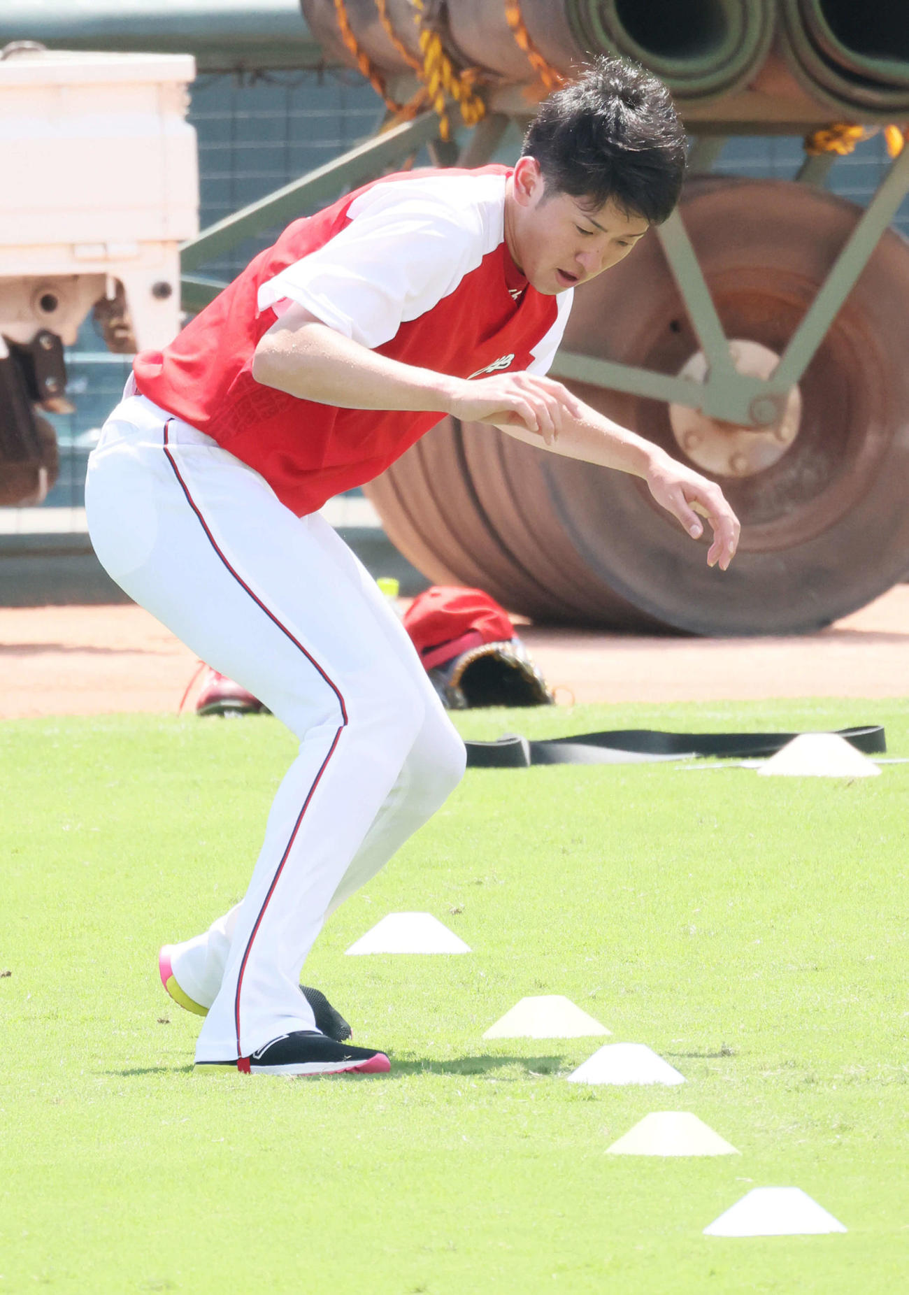 練習する遠藤（撮影・加藤孝規）