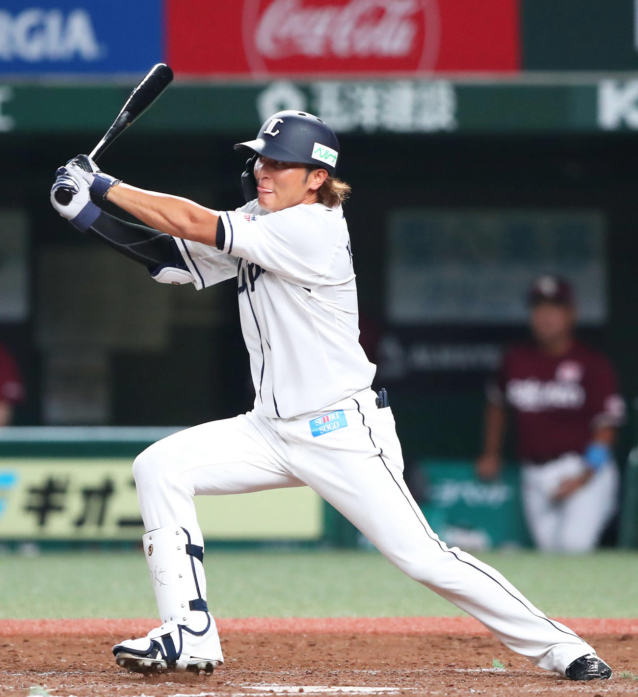5回裏西武1死一、三塁、投前に勝ち越し打を放つ金子（撮影・河田真司）