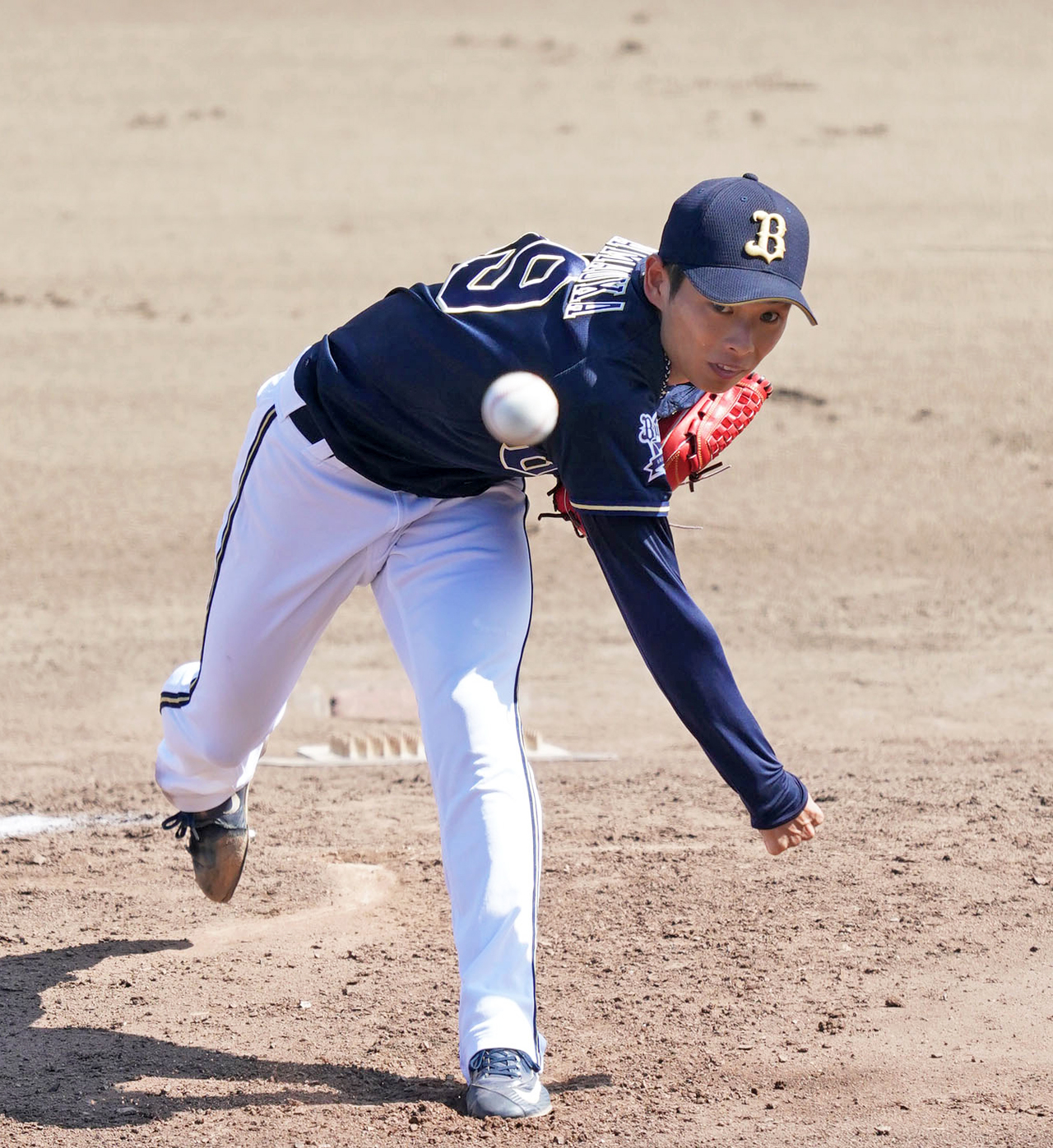 負傷後2度目の実戦登板となったオリックス先発の山岡泰輔（撮影・森本幸一）