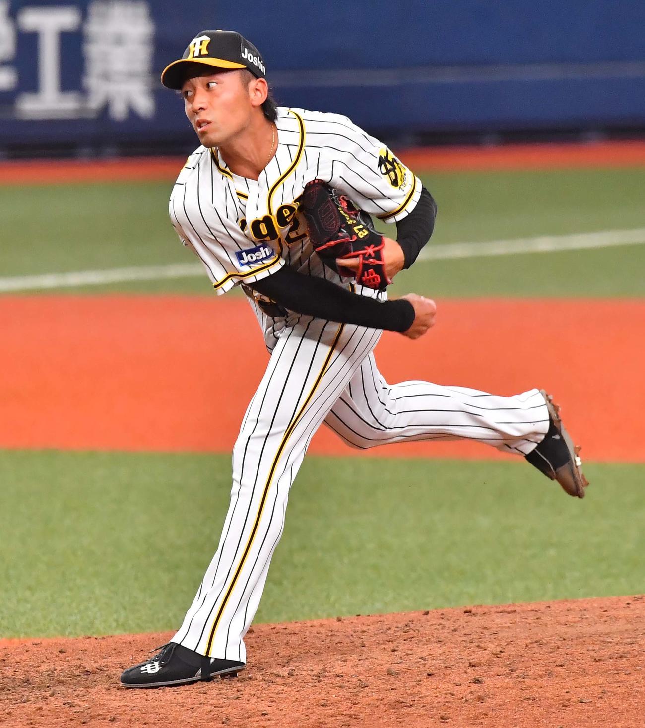 阪神2番手の尾仲祐哉（撮影・上田博志）