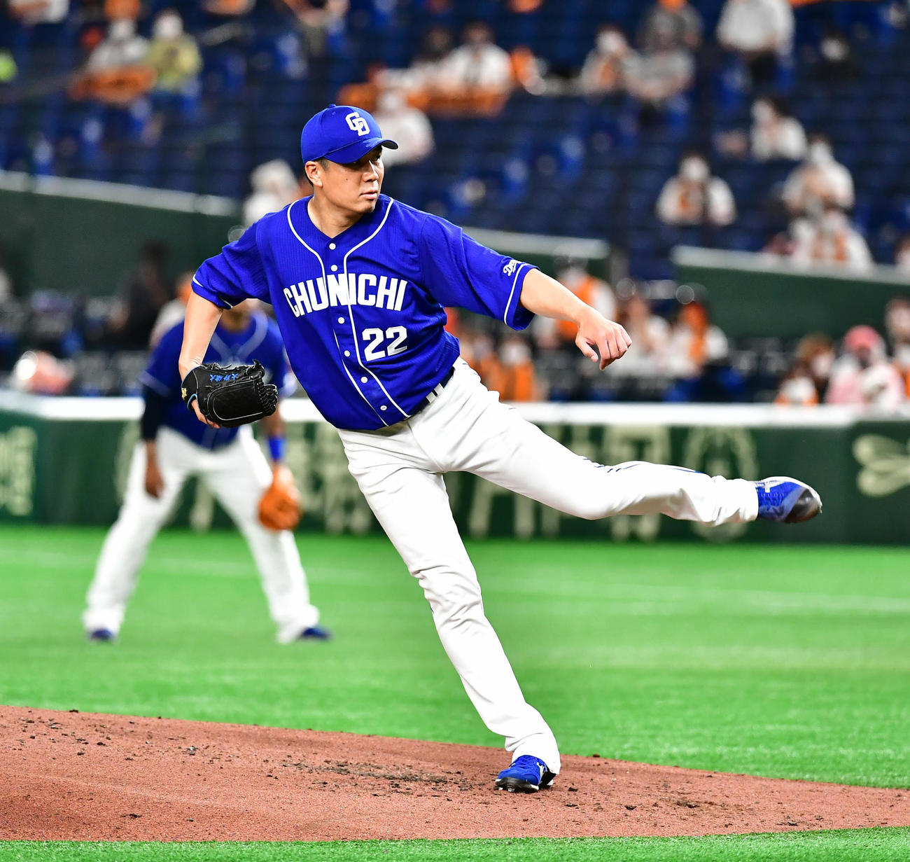 巨人対中日　中日先発の大野雄（撮影・小沢裕）