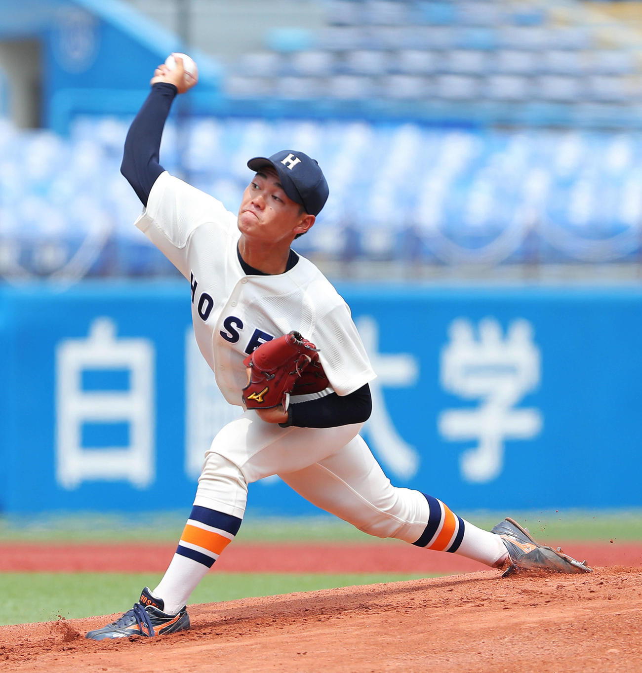 立大対法大　法大先発の高田桐（撮影・河田真司）