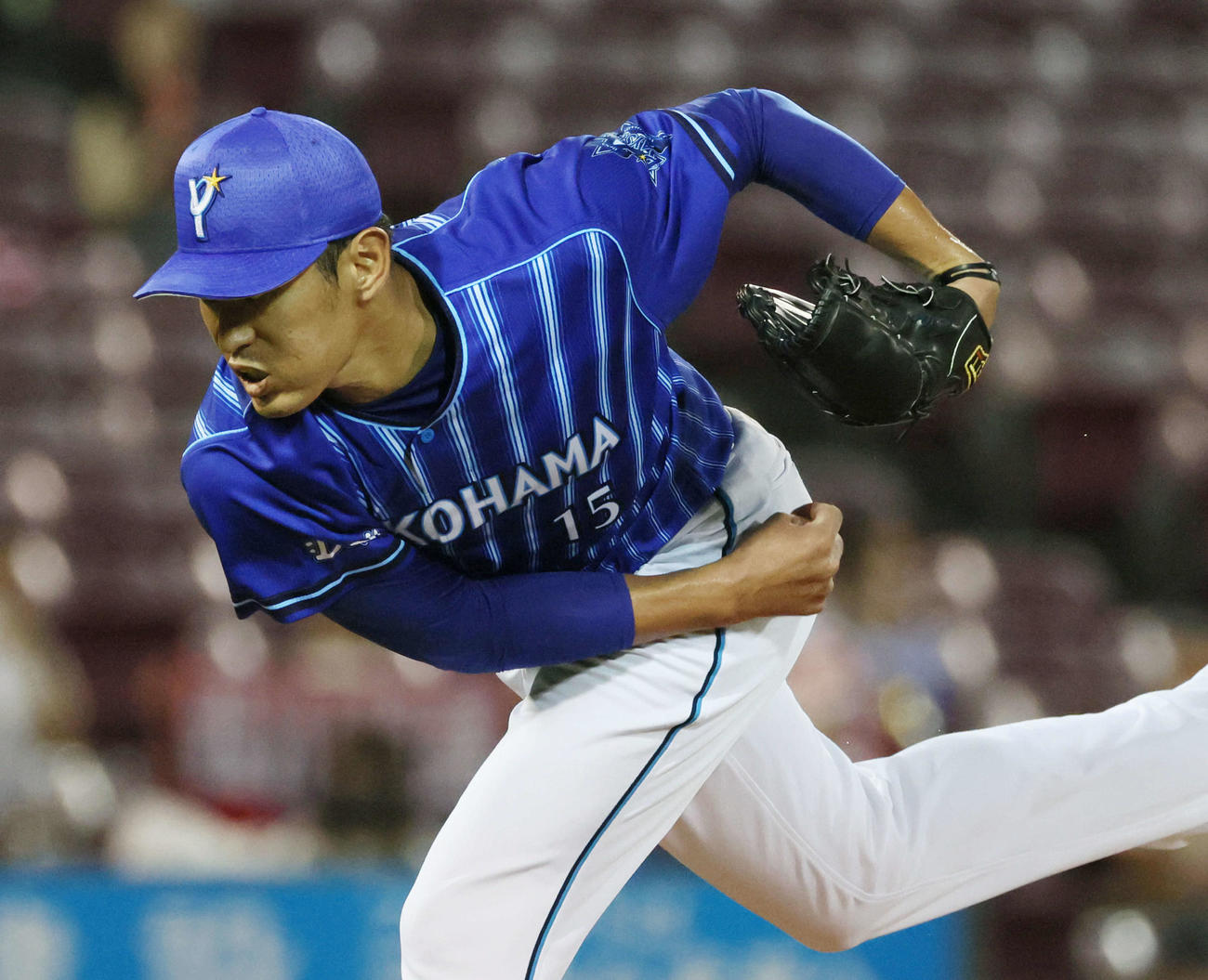 広島対DeNA　6回無失点で4勝目を挙げたDeNA先発の井納（撮影・加藤孝規）