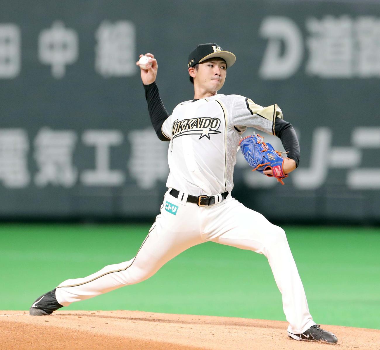 日本ハム対楽天　日本ハム先発の上沢（撮影・佐藤翔太）