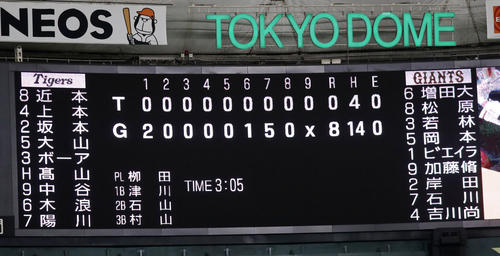 巨人対阪神　阪神は27イニング無得点を更新中…（撮影・加藤哉）