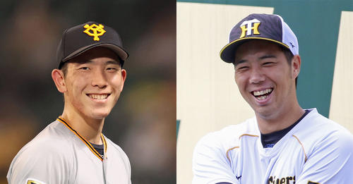 巨人戸郷翔征（左）と阪神青柳晃洋
