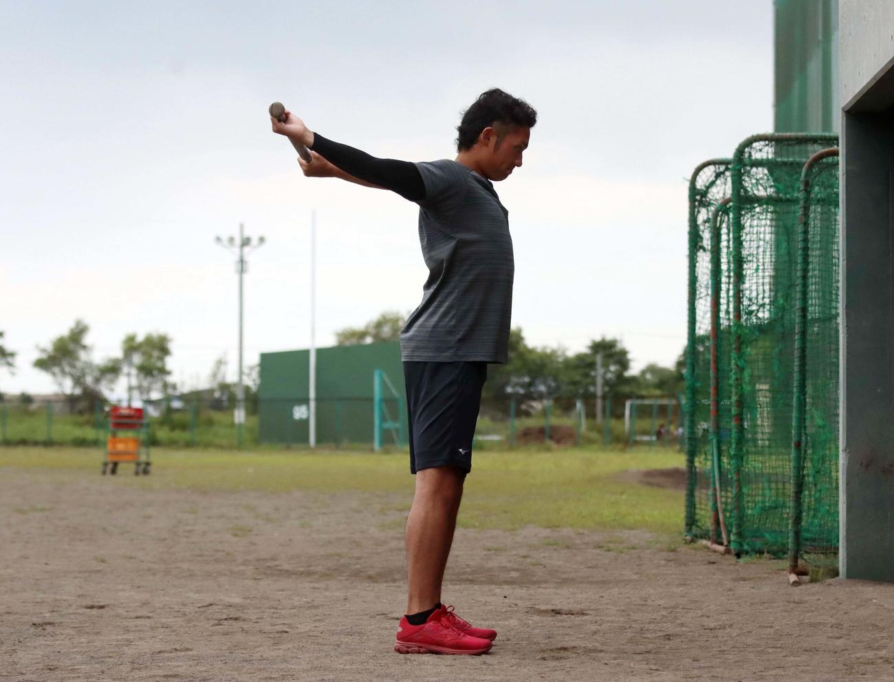 リーグ開幕に向け黙々と調整に励む苫小牧駒大エース伊藤（撮影・永野高輔）
