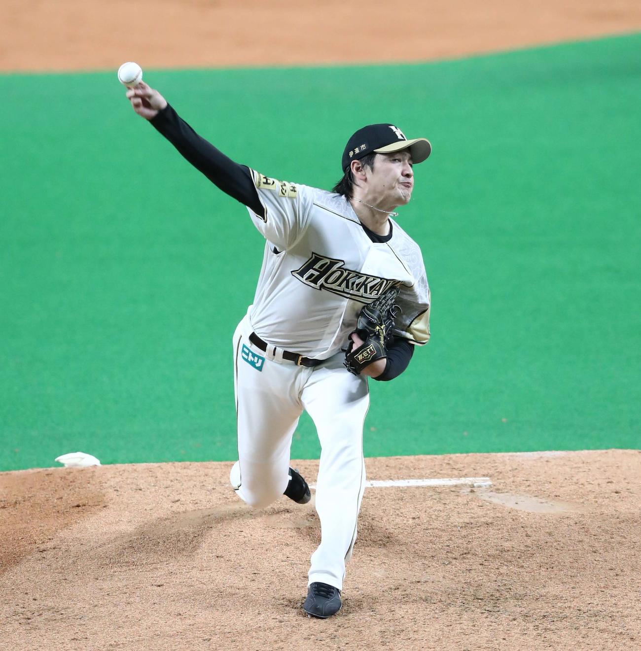 日本ハム対楽天　7回を1失点に抑える好投を見せる有原（撮影・黒川智章）