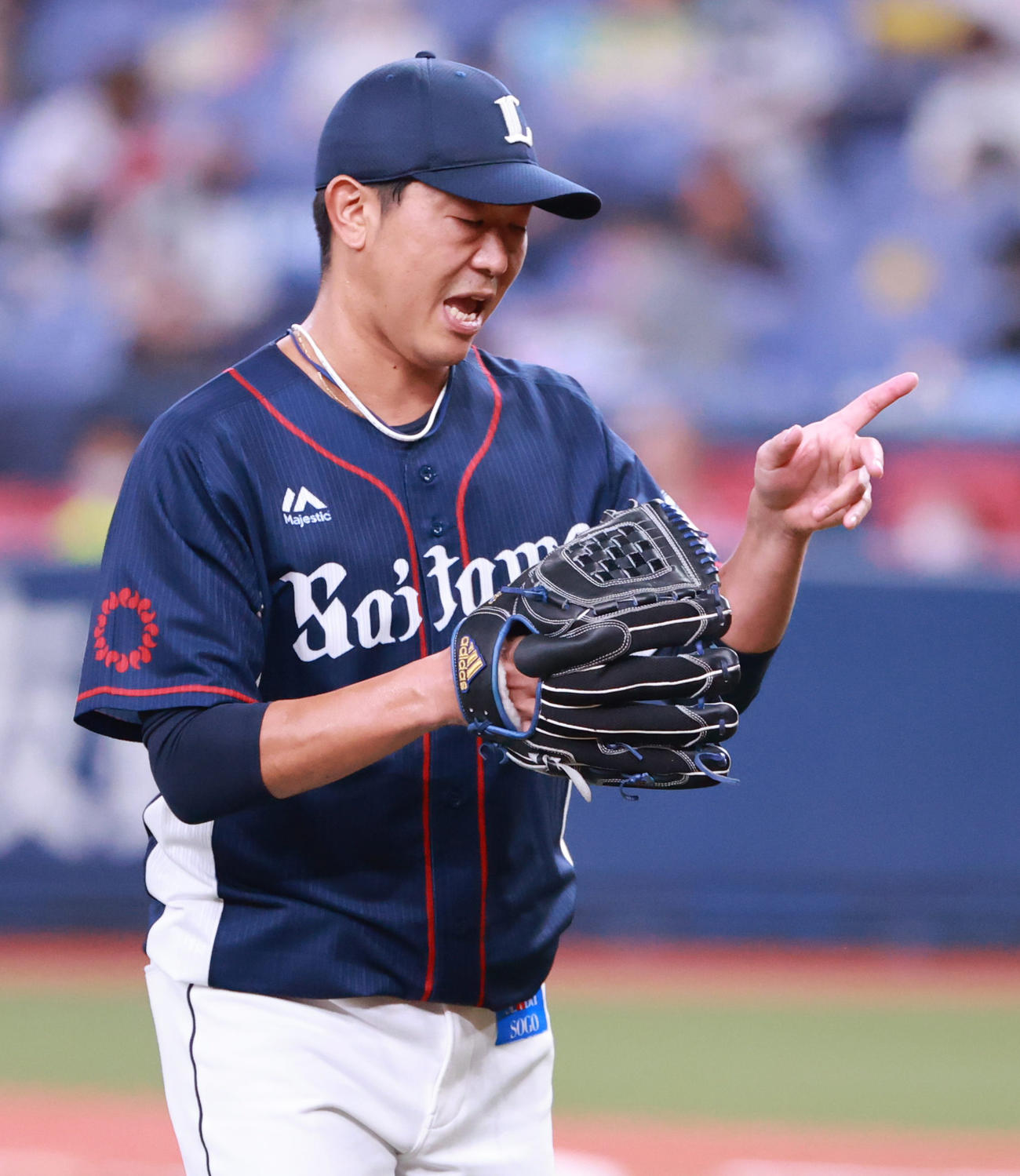 オリックス対西武　5回を投げ終える内海哲也（撮影・清水貴仁）
