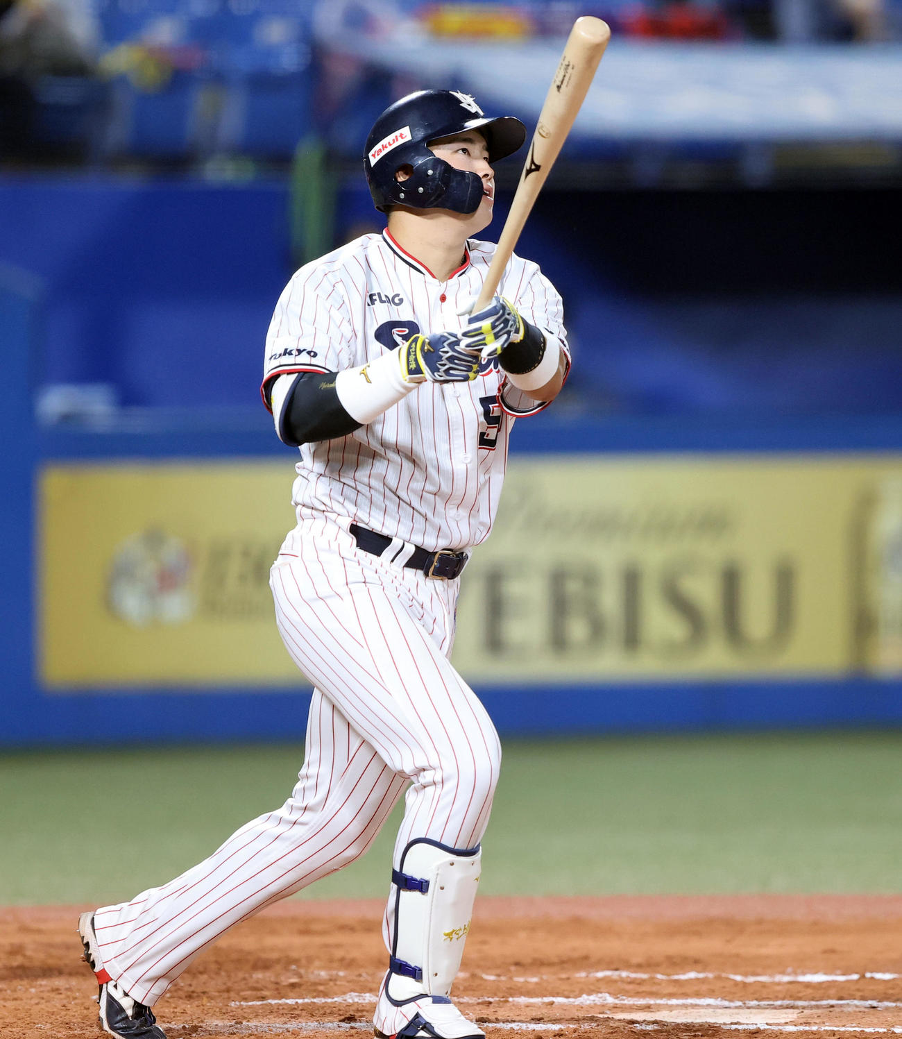 ヤクルト対阪神　7回裏ヤクルト1死、村上はソロ本塁打を放つ（撮影・浅見桂子）