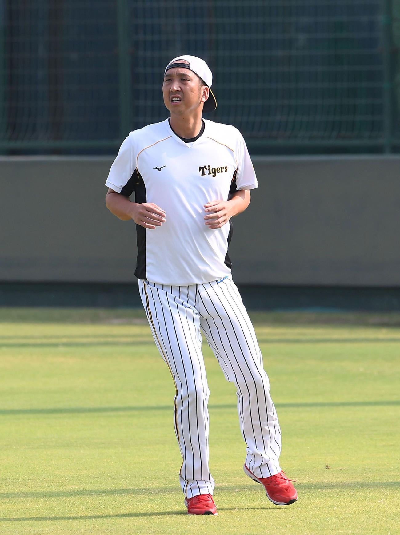 ウオーミングアップする阪神・藤川球児（代表撮影）