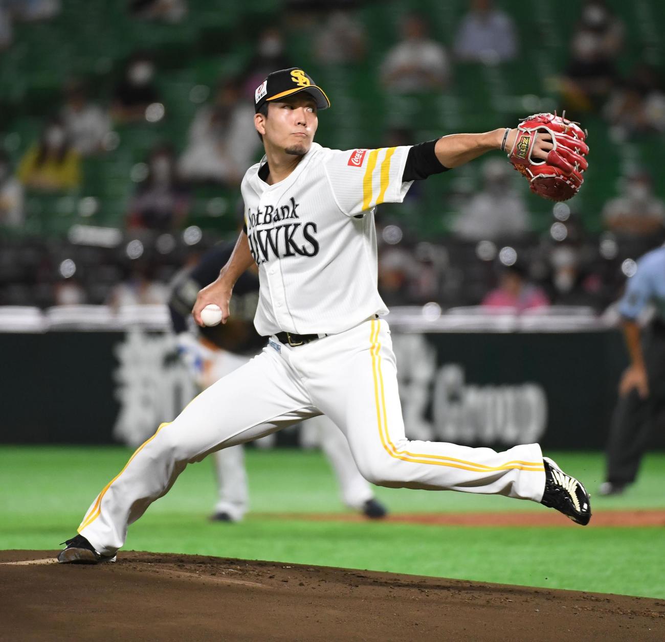 ソフトバンク対オリックス　ソフトバンク先発の千賀（撮影・今浪浩三）