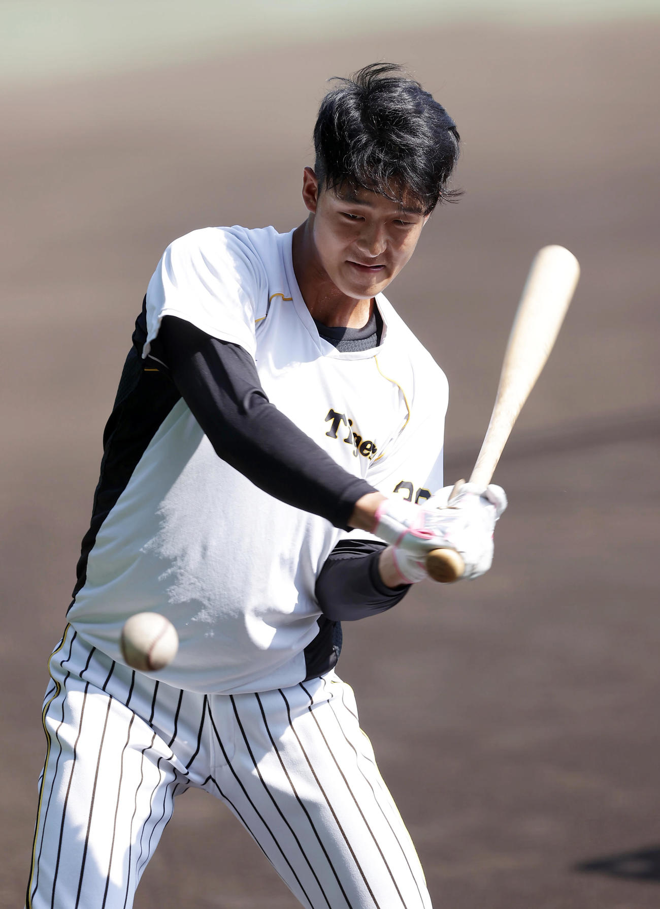 阪神対中日　試合前練習を行う阪神小幡（撮影・前田充）