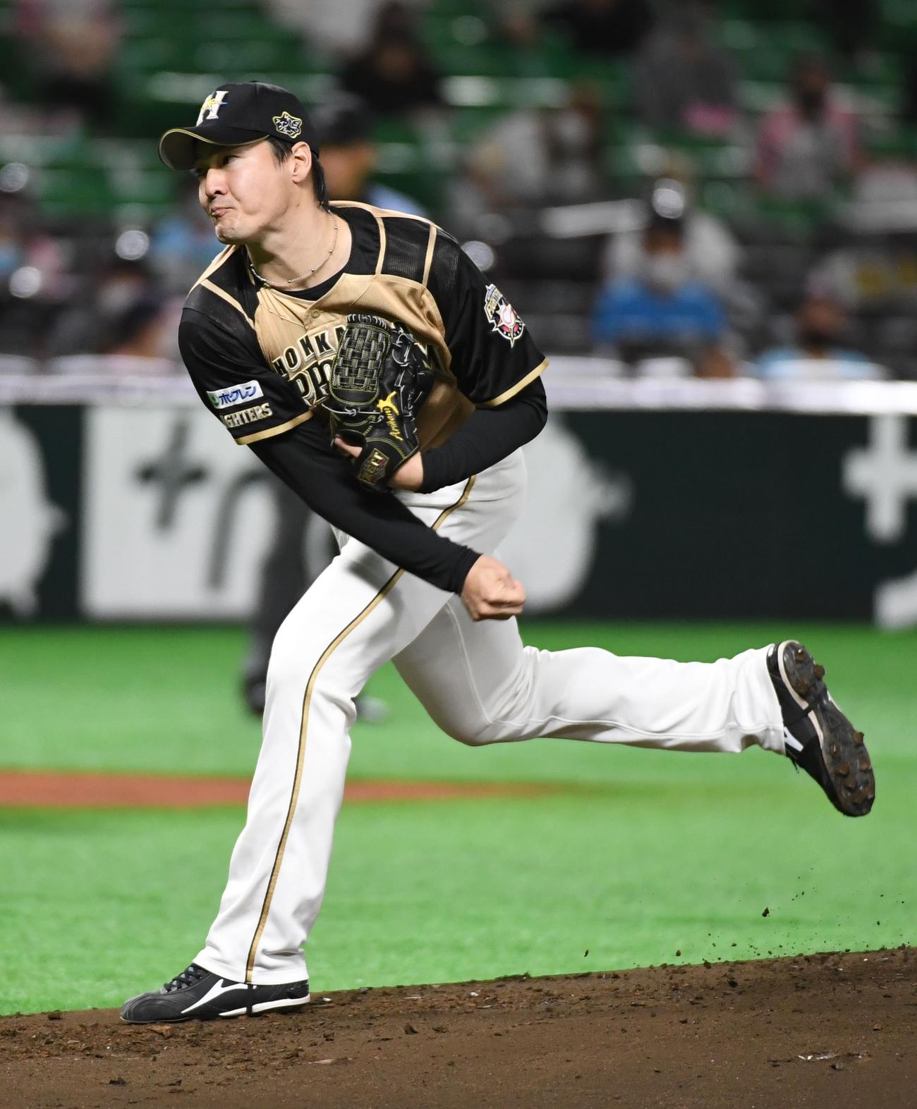 ソフトバンク対日本ハム　日本ハム先発の有原（撮影・今浪浩三）
