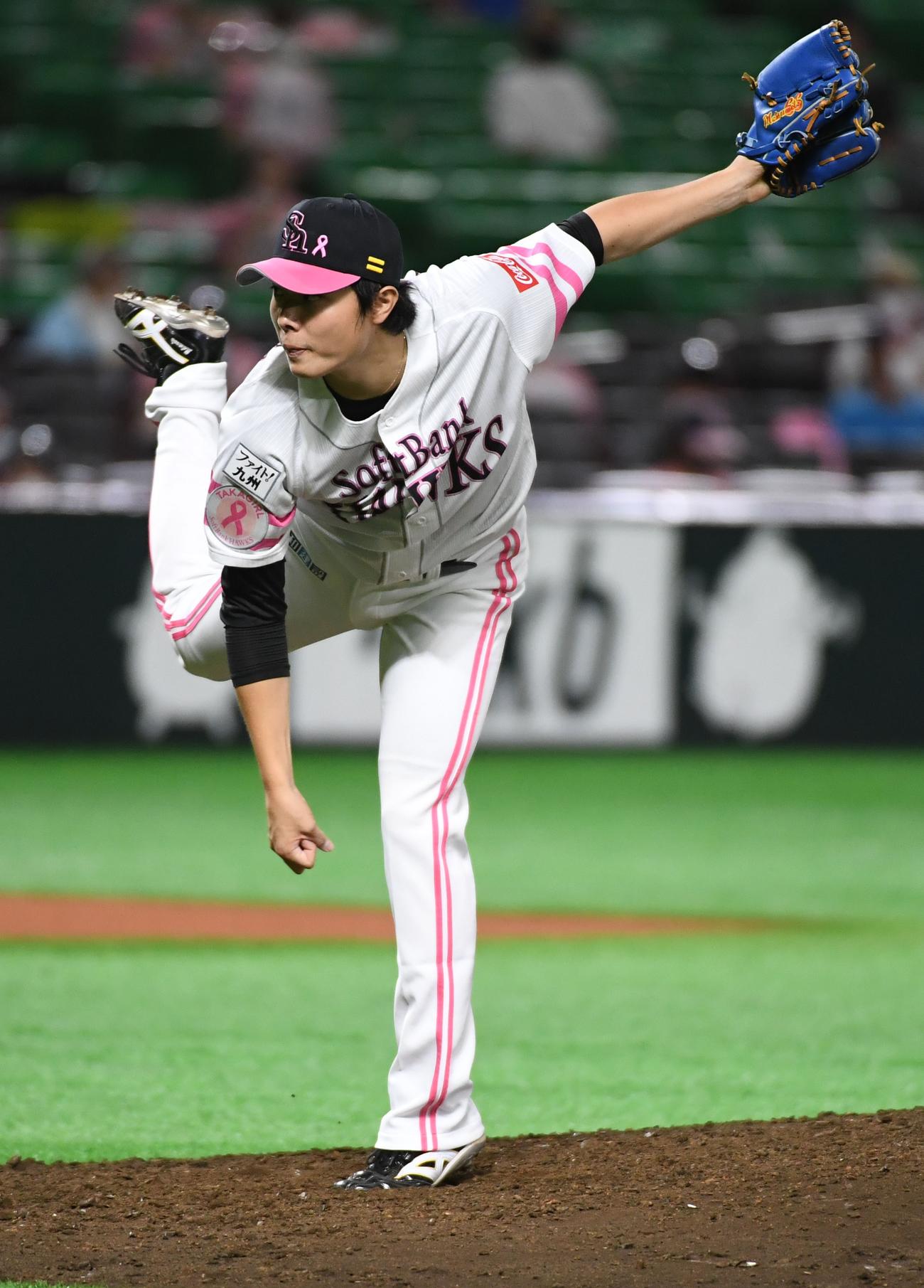 6回から2イニングを抑えた2番手の松本裕樹（撮影・今浪浩三）