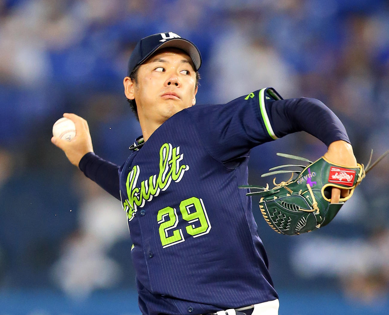 7回2失点で7勝目を挙げたヤクルト小川（撮影・大野祥一）