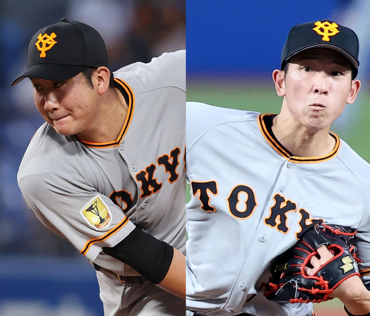 巨人菅野（左）と戸郷