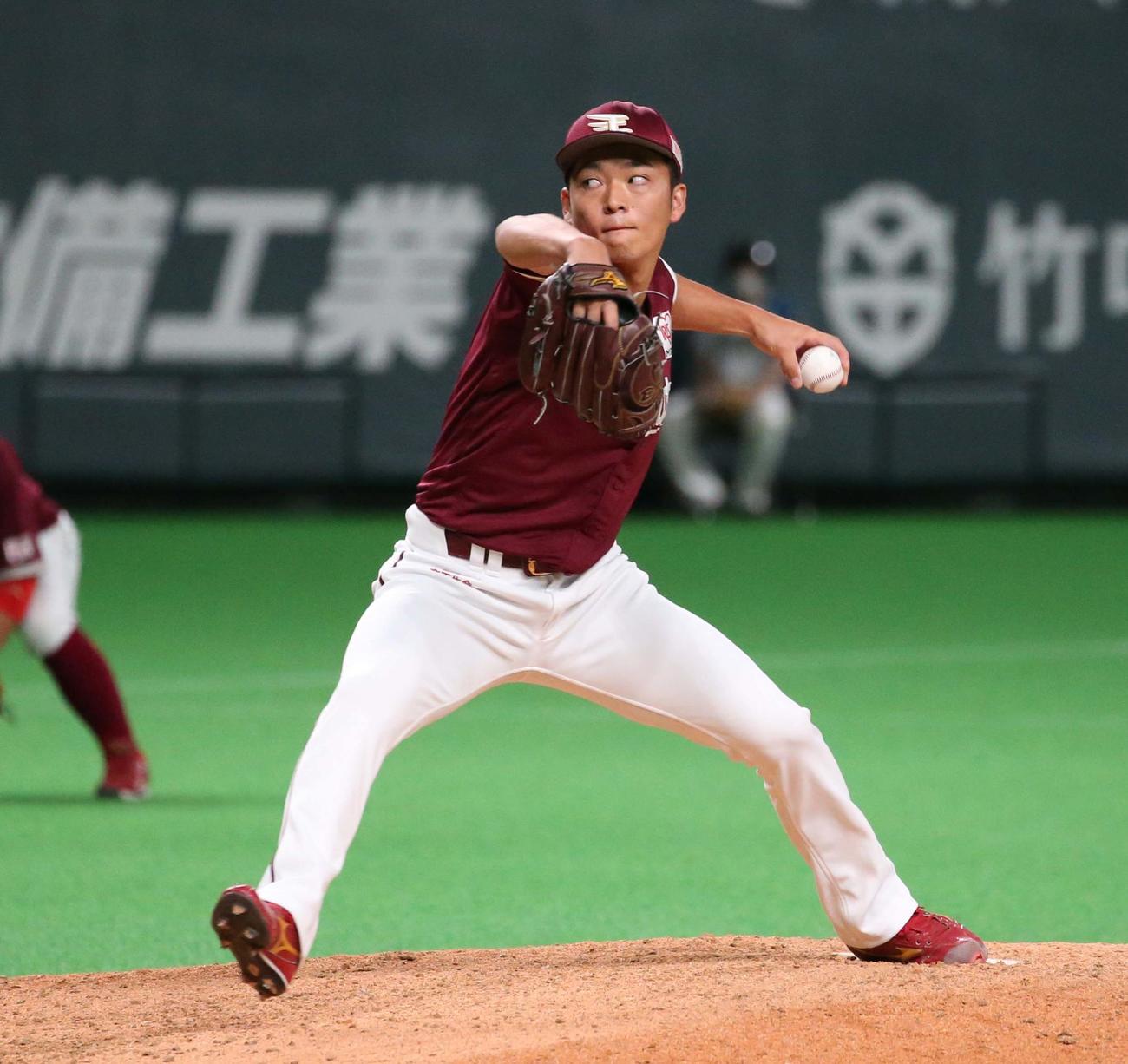 日本ハム対楽天　8回途中に登板した池田駿（撮影・黒川智章）