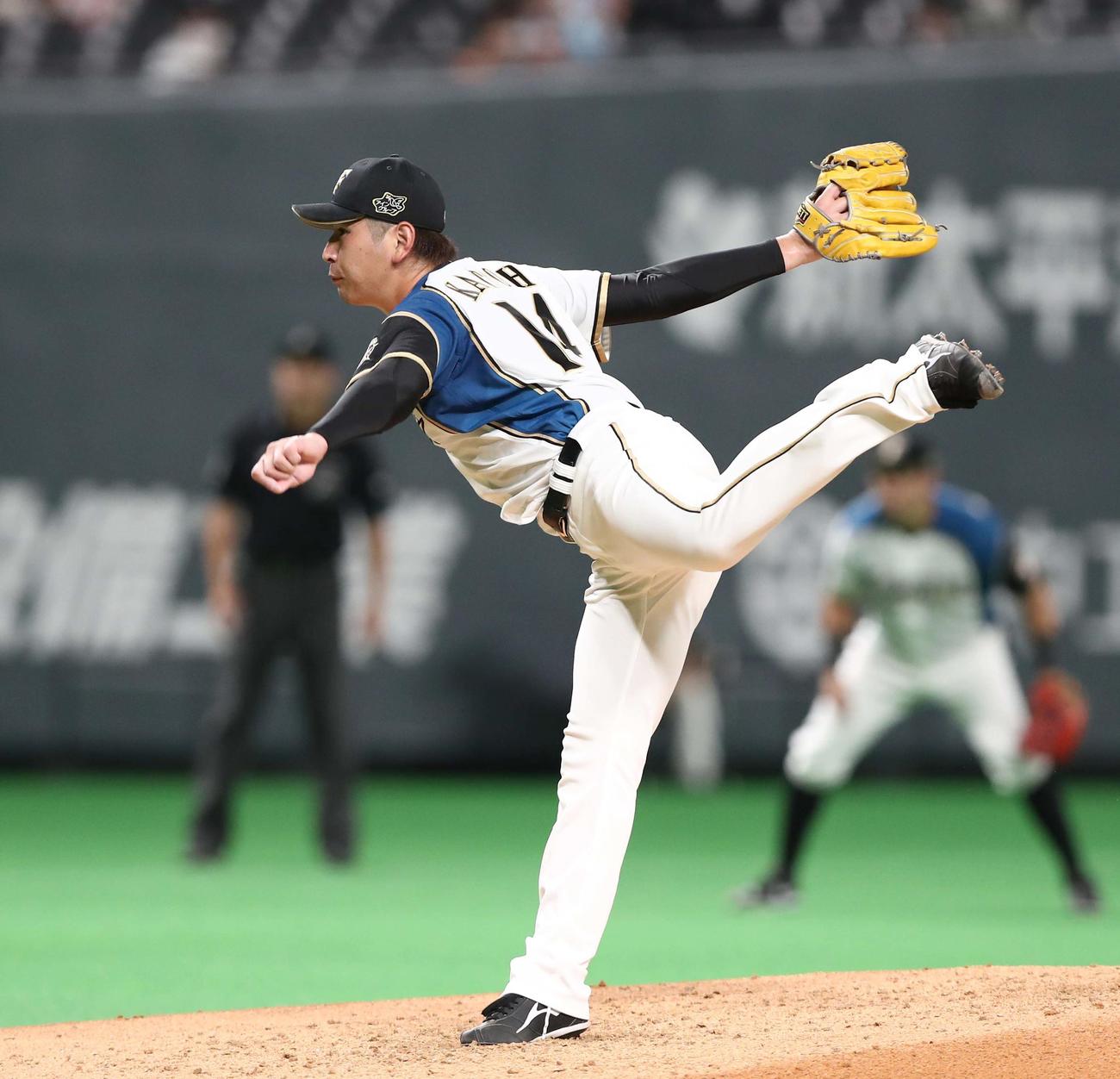 日本ハム対楽天　5回を投げ無安打に抑える加藤（撮影・黒川智章）