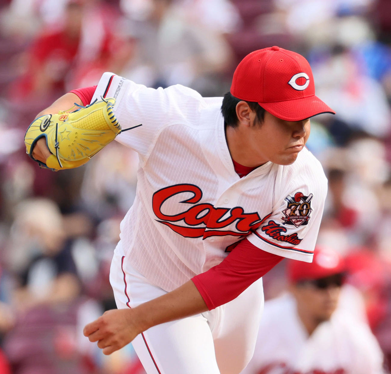 6回から登板した広島高橋樹也（撮影・加藤孝規）