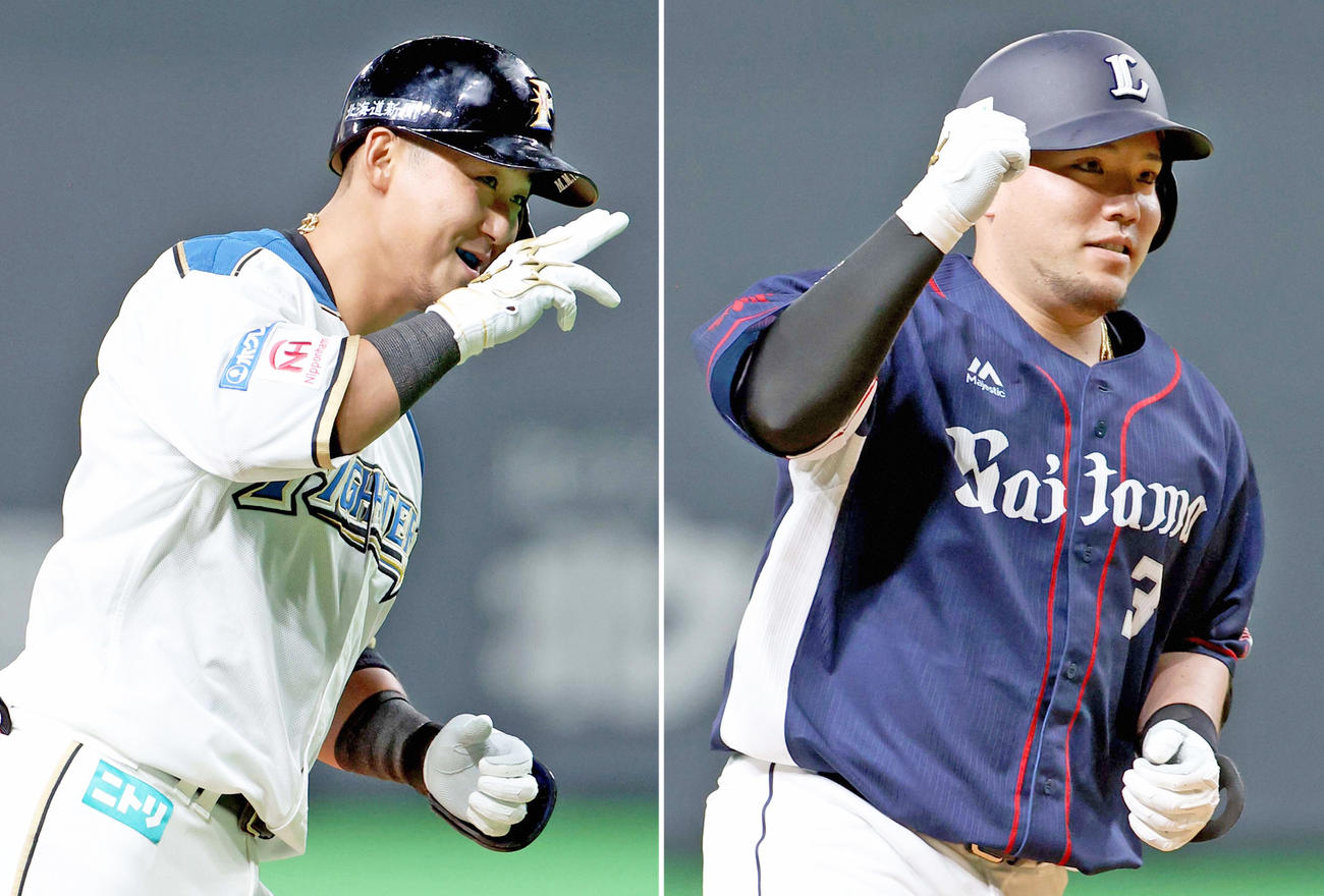 日本ハム中田（左）と西武山川