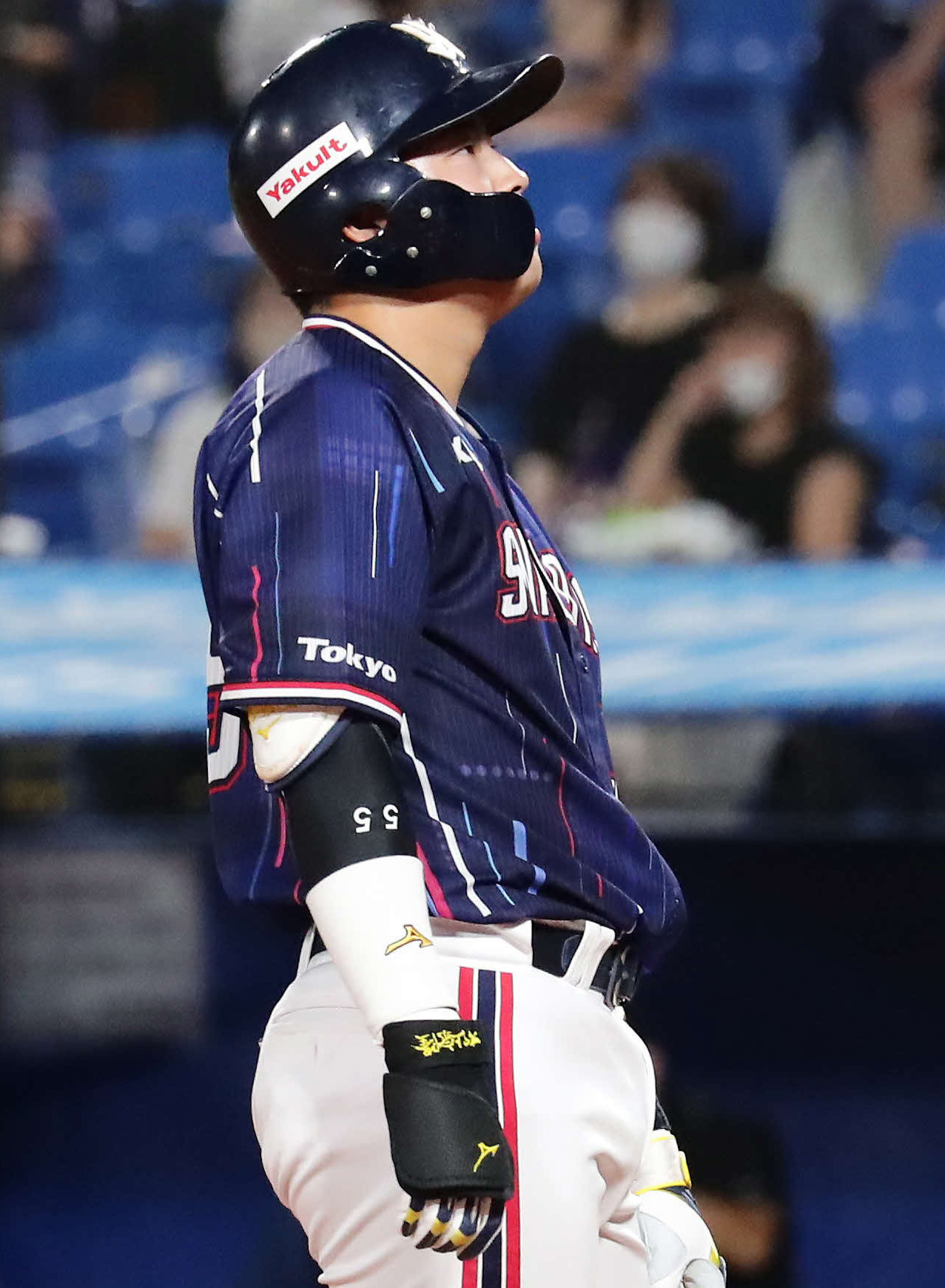 ヤクルト対中日　1回裏ヤクルト2死三塁、村上は見逃し三振に倒れる（撮影・丹羽敏通）