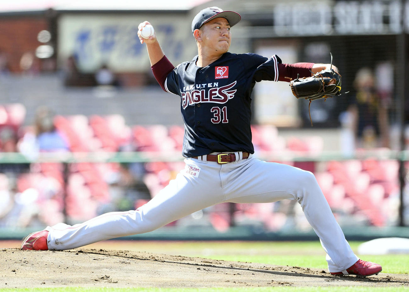 楽天対オリックス　楽天先発の福井（撮影・滝沢徹郎）