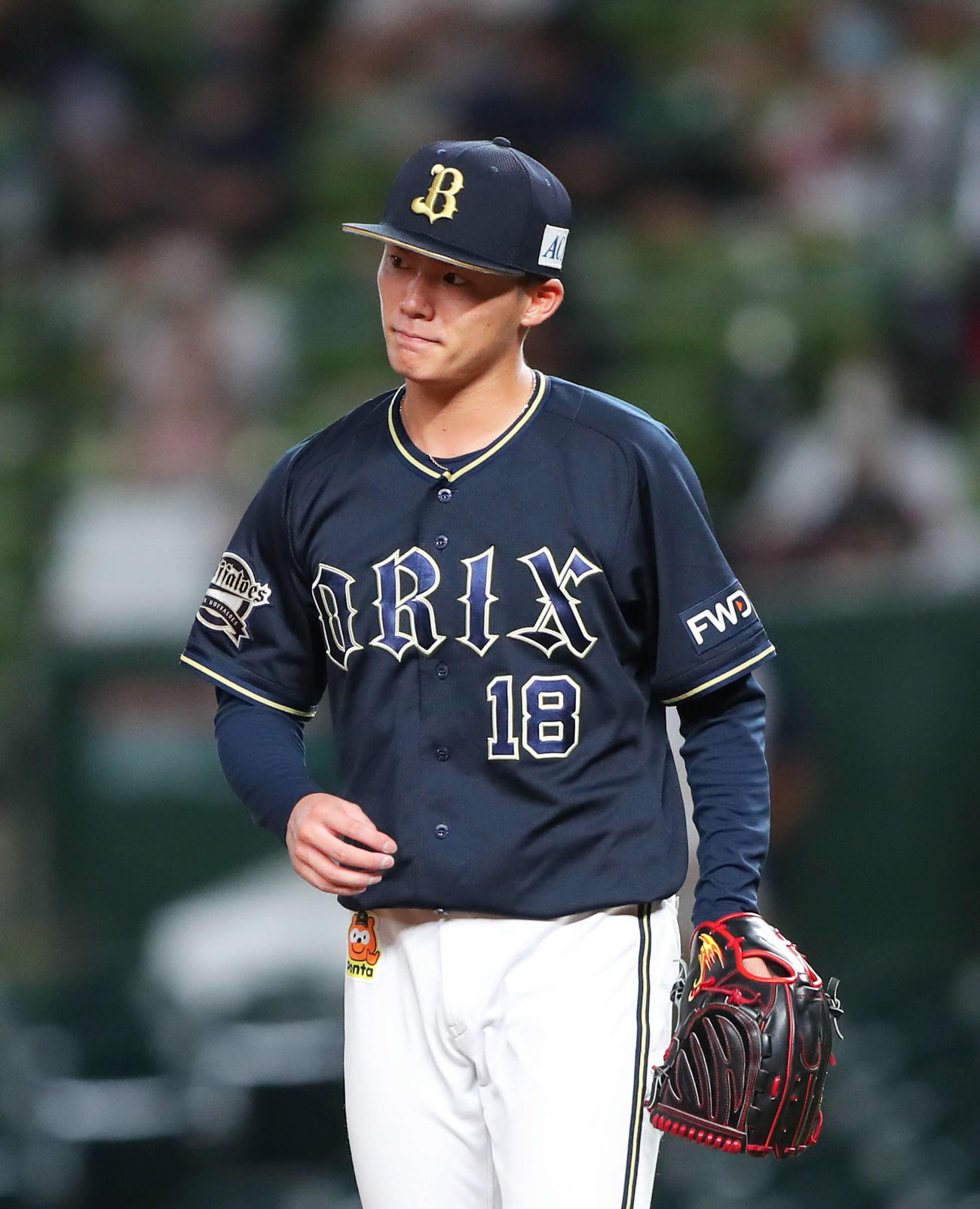 西武対オリックス　3回裏西武2死、金子に左前打を許す山本（撮影・河田真司）