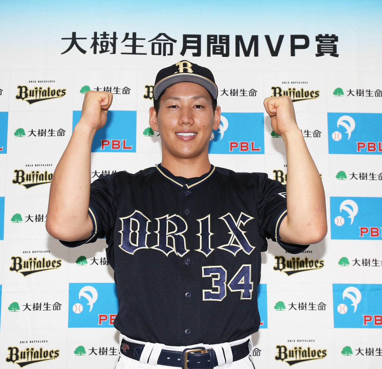 「大樹生命月間MVP賞」を受賞したオリックス吉田正尚