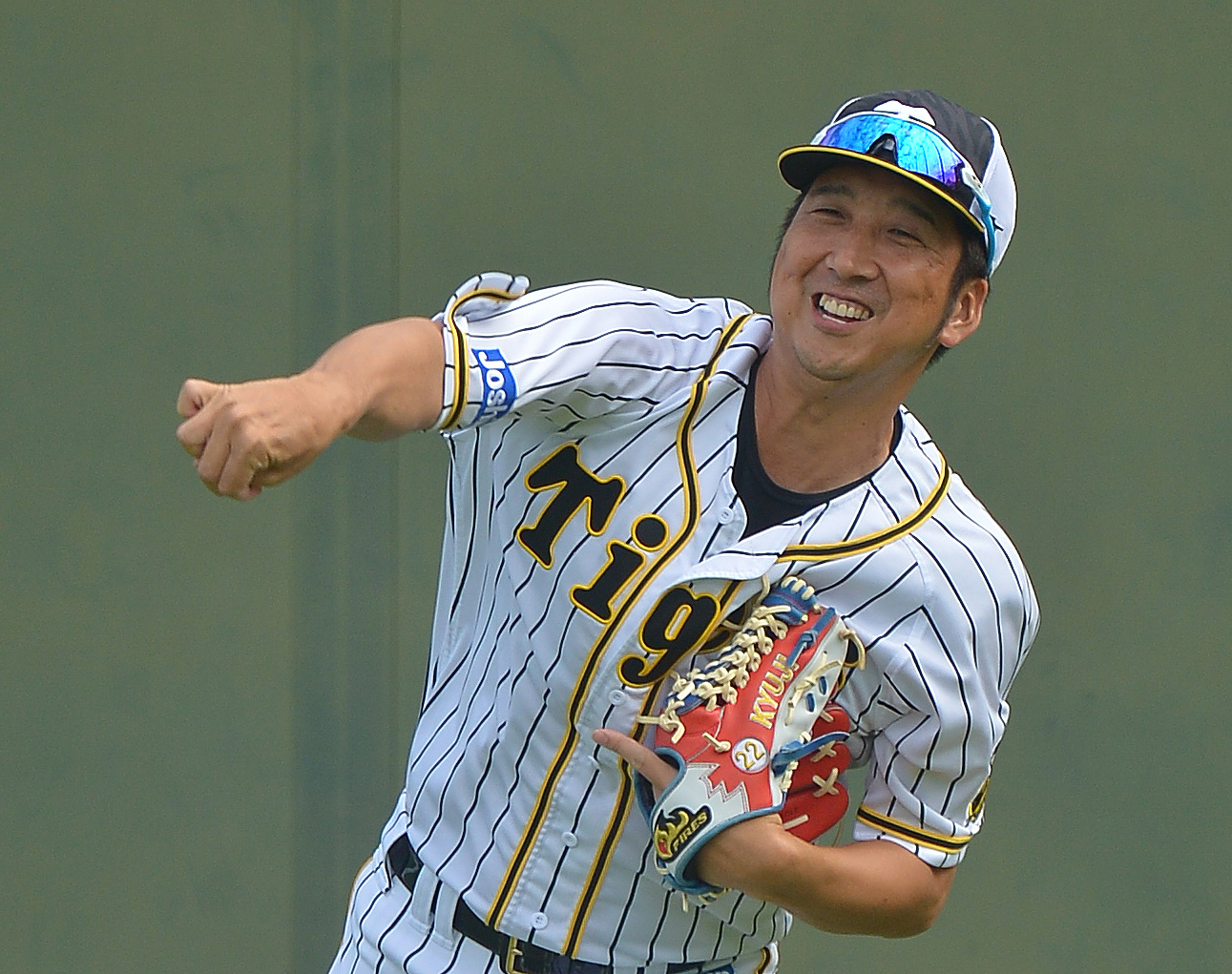 試合前練習、阪神・藤川球児（代表撮影）