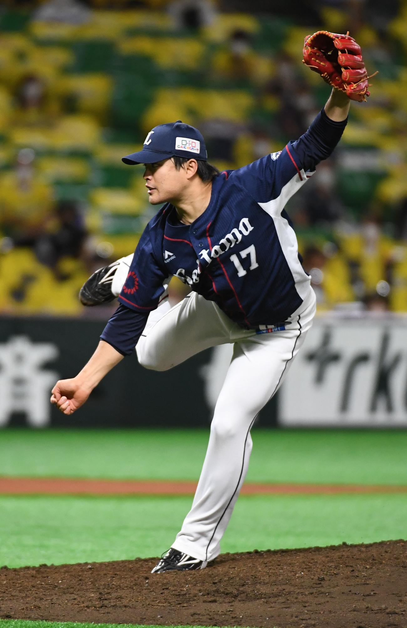 ソフトバンク対西武　3勝目を挙げた松本航（撮影・今浪浩三）