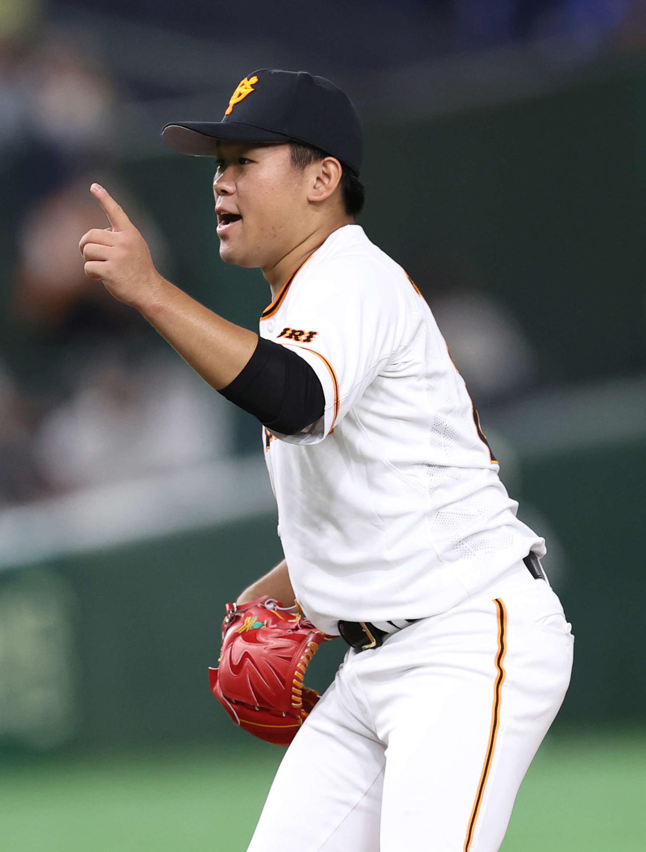 巨人対阪神　4回表阪神無死、近本に対してスイングアピールする田口（撮影・河野匠）