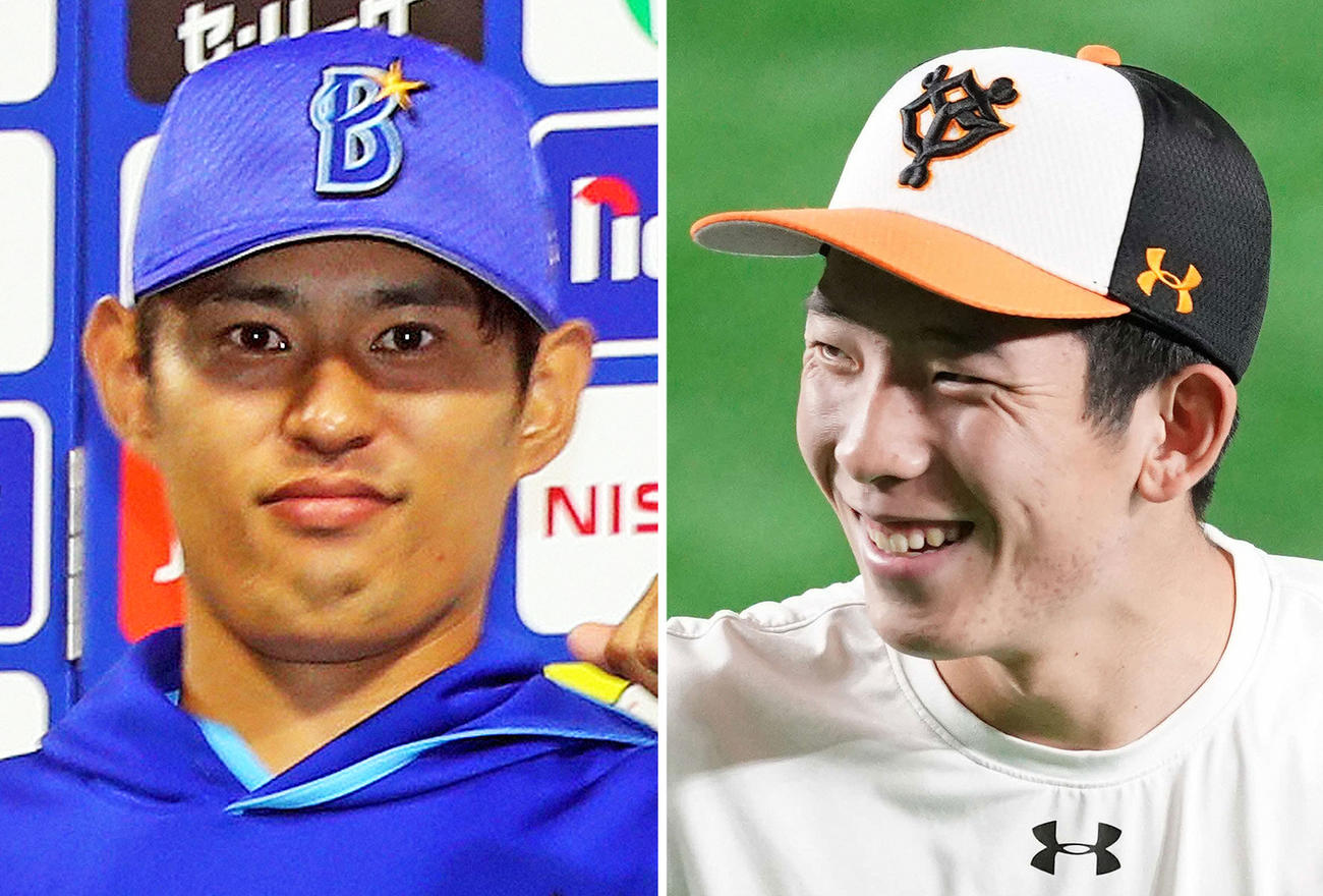 DeNA井納翔一、巨人戸郷翔征（右）