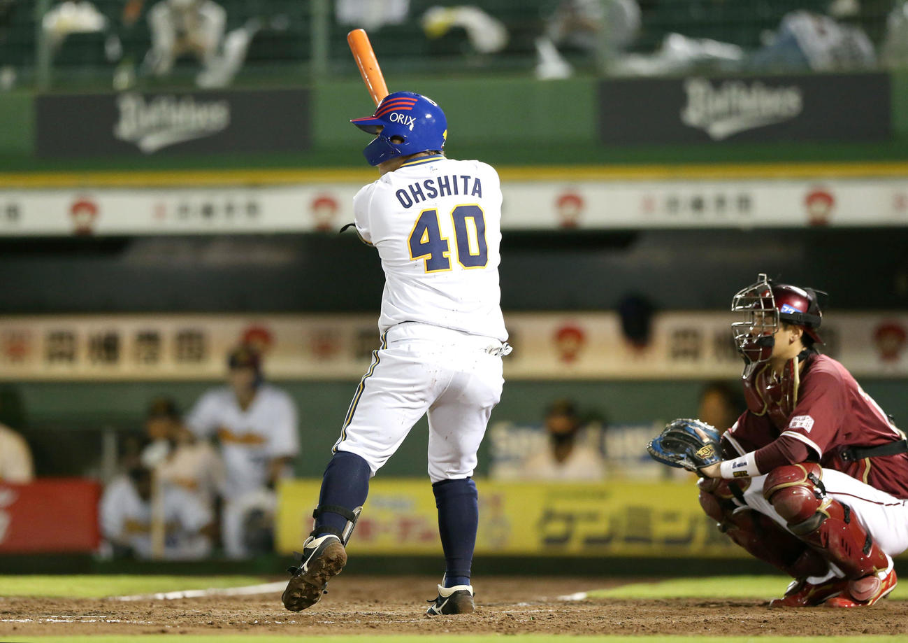 オリックス対楽天15回戦　4回裏オリックス無死一塁、大下誠一郎の構え（撮影・上山淳一）