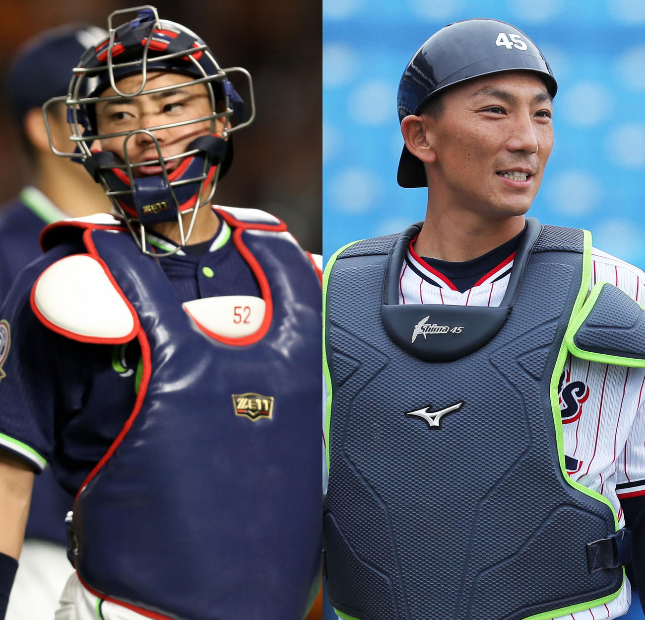 ヤクルト中村悠平（左）と嶋基宏