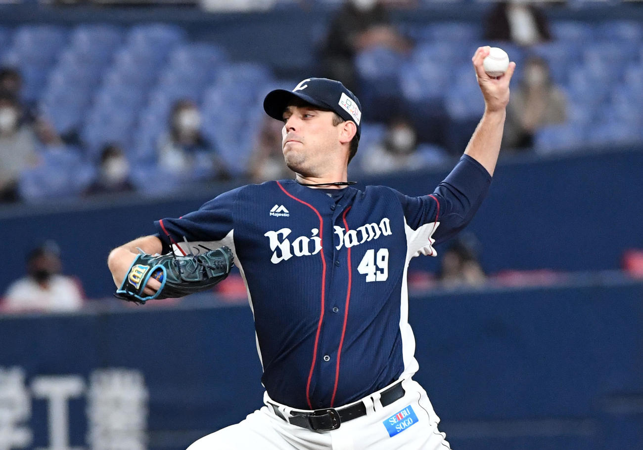 オリックス対西武　西武先発のノリン（撮影・前岡正明）