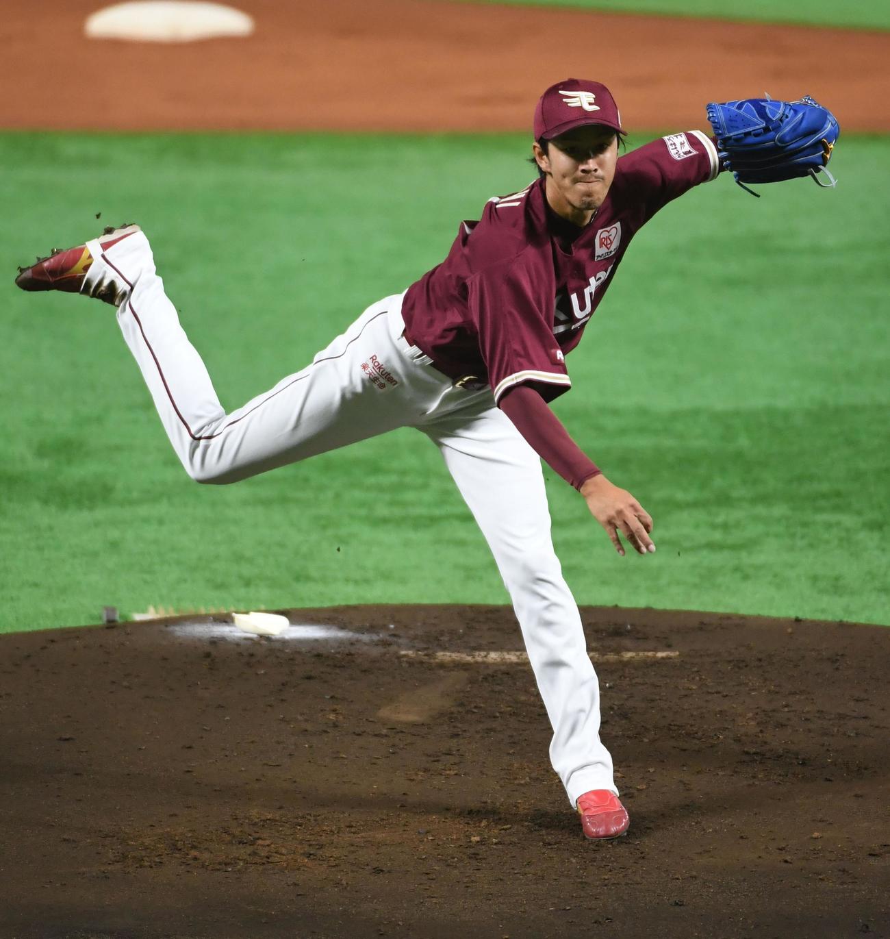 ソフトバンク対楽天　先発の岸孝之は6回を投げ4安打1失点と好投する（撮影・今浪浩三）