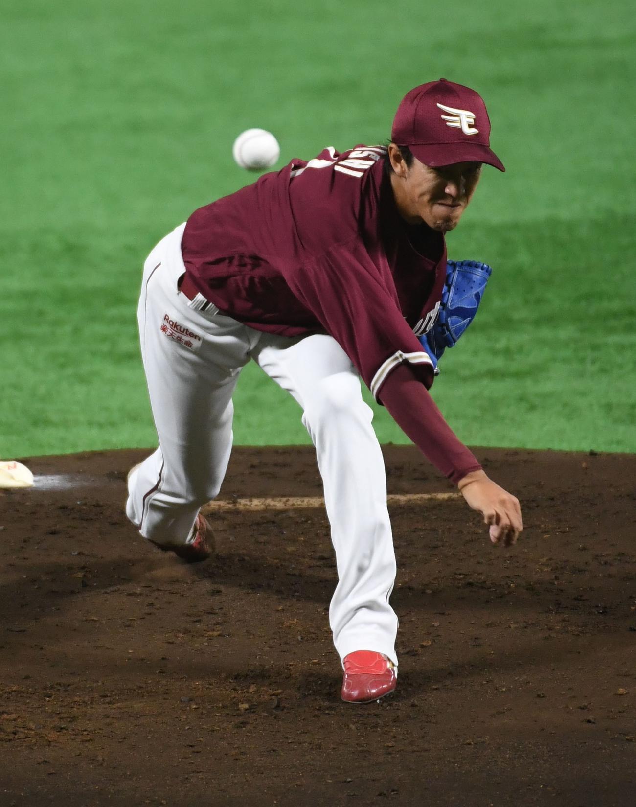 ソフトバンク対楽天　先発の岸孝之は6回を投げ4安打1失点と好投する（撮影・今浪浩三）