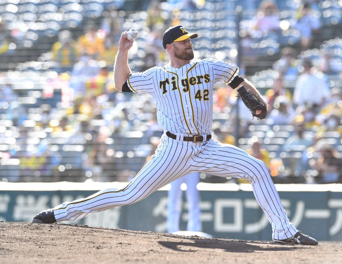 阪神対DeNA　合流即登板し、1回1安打無失点の力投だったエドワーズ（撮影・岩下翔太）
