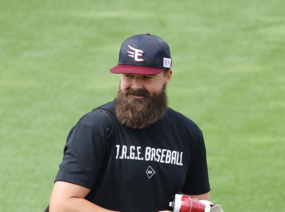 楽天対ロッテ　試合前のD・J・ジョンソン（撮影・垰建太）